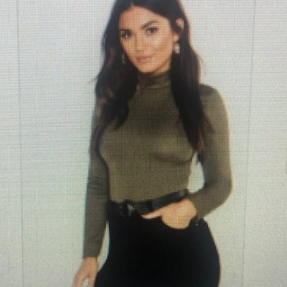 Olive Green Mock Neck Top - Picture 3 of 3